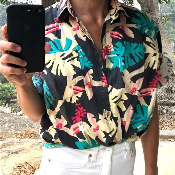 Vintage Tropical Print Button Down - M/L - Picture 2 of 9